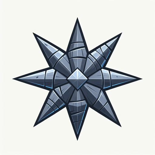 Ninja Star.
Single Game Texture. In-Game asset. 2d. Blank background. High contrast. No shadows.