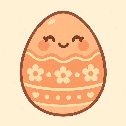 create a cute egg with some pattern and a peach and bege colors.
In-Game asset.  2d.  High contrast.  No shadows