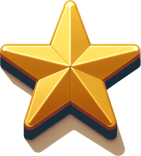 a golden christmas tree star. plastic style. Single Game Texture. In-Game asset. 2d. Blank background. High contrast. No shadows.