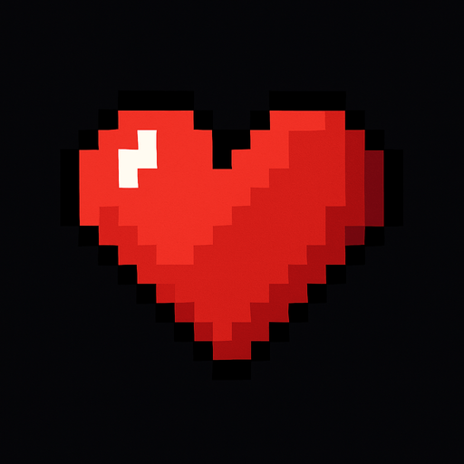 Heart pixart.
In-Game asset.  2d.  High contrast.  No shadows