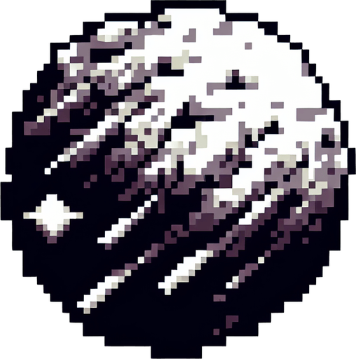8 bit meteor.
Single Game Texture. In-Game asset. 2d. Blank background. High contrast. No shadows.