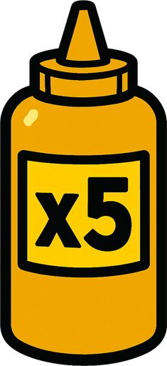 Mustard Bottle, label is x5.
In-Game asset.  2d.  High contrast.  No shadows