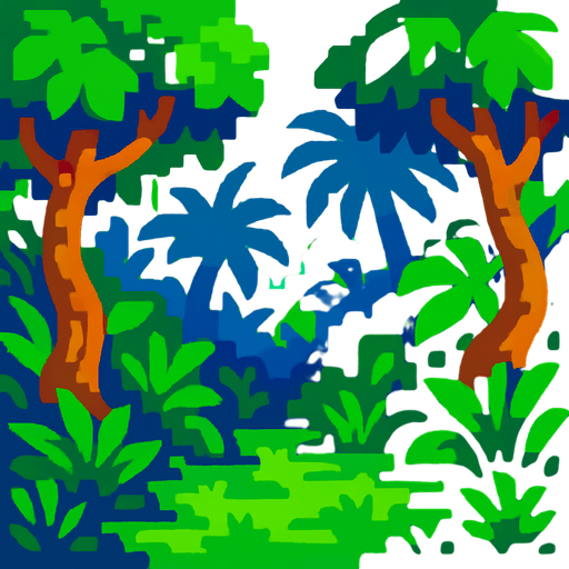pixart jungle.
In-Game asset.  2d.  High contrast.  No shadows