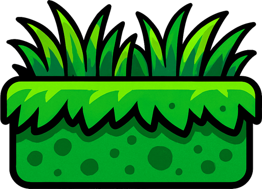 Que sea un un bloque alargado dd pasto.
In-Game asset.  2d.  High contrast.  No shadows
