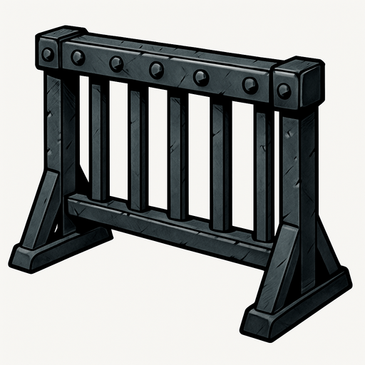 iron barricade.
In-Game asset.  2d.  High contrast.  No shadows