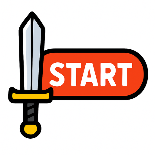 Sol tarafında kılıçlar olan start buton.
In-Game asset.  2d.  High contrast.  No shadows