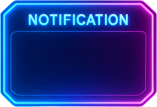 neon cyberpunk glowing empty notification text window overlay blue pink futuristic videogame 3d hologram Projection