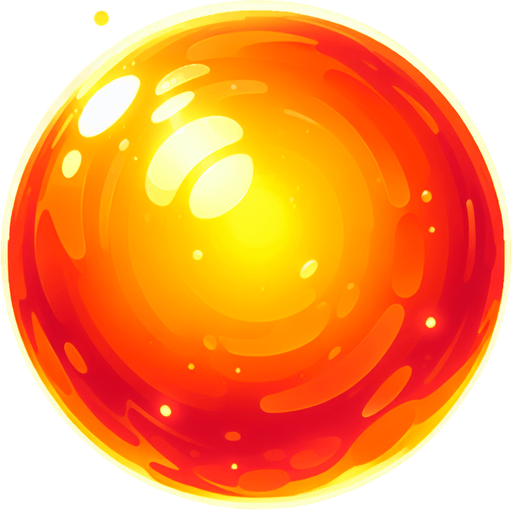 glowing orange sphere.
Single Game Texture.  In-Game asset.  2d.  Blank background.  High contrast.  No shadows