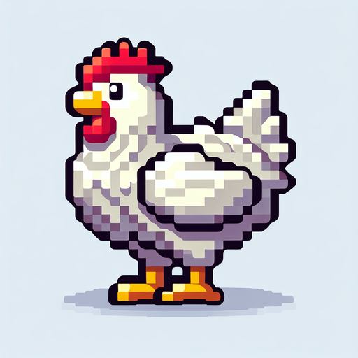 A chicken animal..
Single Game Texture. In-Game asset. 2d. Blank background. High contrast. No shadows.