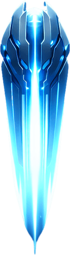 A 2D top-down view of a futuristic energy bullet for a space shooter game. The bullet is a glowing blue plasma projectile with a sleek, elongated shape and a slight energy trail behind it. The design is simple, bright, and high-speed-looking, suitable for fast-paced shooting gameplay.
Single Game Texture.  In-Game asset.  Blank background.  High contrast.  No shadows