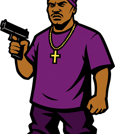 Ballas üyesi gang.
In-Game asset.  2d.  High contrast.  No shadows