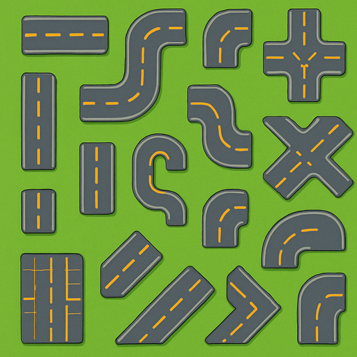 Many types of roads assets for tower defense game. HD colors.
In-Game asset.  2d.  High contrast.  No shadows