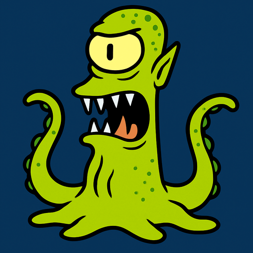 Alien mutant from the Simpsons.
In-Game asset.  2d.  High contrast.  No shadows