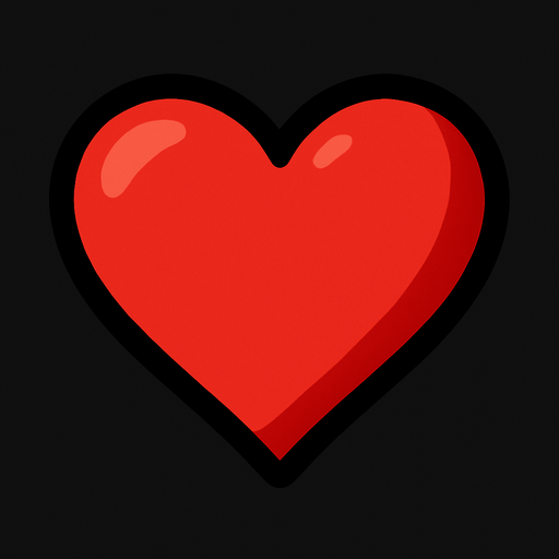 Kırmızı kalp.
In-Game asset.  2d.  High contrast.  No shadows