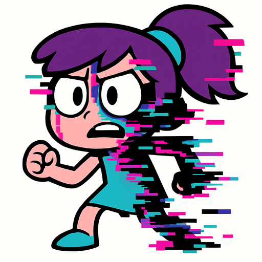 Little pibby glitch.
In-Game asset.  2d.  High contrast.  No shadows