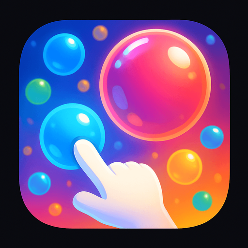 Modern App Store icon, high definition, square with rounded corners, for a game titled "Bubble Pop Frenzy" and with the description "Tap floating bubbles before they escape to rack up points in this addictive arcade challenge.". No text on icon!