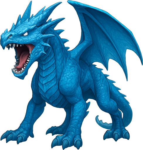 standing air dragons on four legs, looking down. HD blue color. the dragon is opened mouth like he is ready to shout. 
Single Game Texture. In-Game asset. 3D. Blank background. High contrast. No shadows.