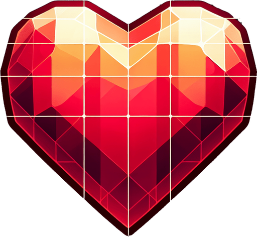 heart.
Single Game Texture. In-Game asset. 2d. Blank background. High contrast. No shadows.