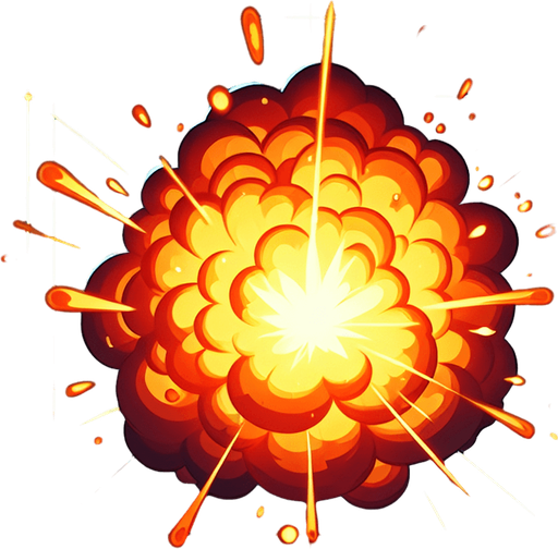 Explosion coming from the center..
Single Game Texture. In-Game asset. 2d. Blank background. High contrast. No shadows.