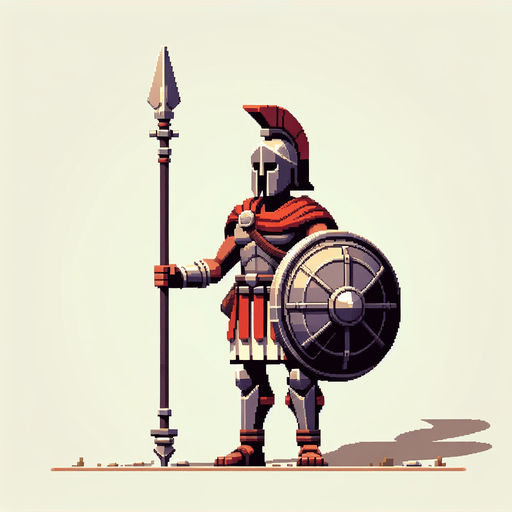 An animated image of an ancient greek warrior.
Single Game Texture. In-Game asset. 2d. Blank background. High contrast. No shadows.
