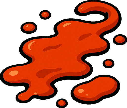 Dökülmüş ketçap.
In-Game asset.  2d.  High contrast.  No shadows