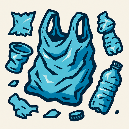 Plástico basura.
In-Game asset.  2d.  High contrast.  No shadows