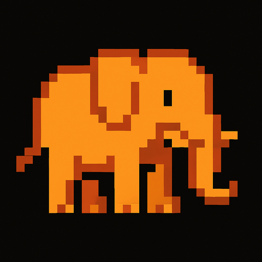 Elephant 8 bit.
In-Game asset.  2d.  High contrast.  No shadows