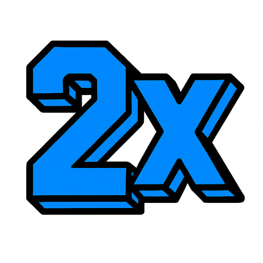 blue 2x.
In-Game asset.  2d.  High contrast.  No shadows
