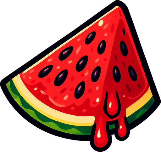 watermelon slice juicy.
In-Game asset.  2d.  High contrast.  No shadows