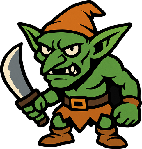 goblin.
In-Game asset.  2d.  High contrast.  No shadows