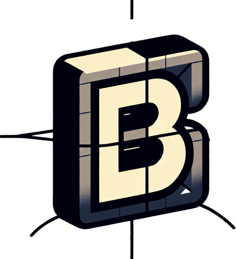 Letter B.
Single Game Texture.  In-Game asset.  2d.  Blank background.  High contrast.  No shadows