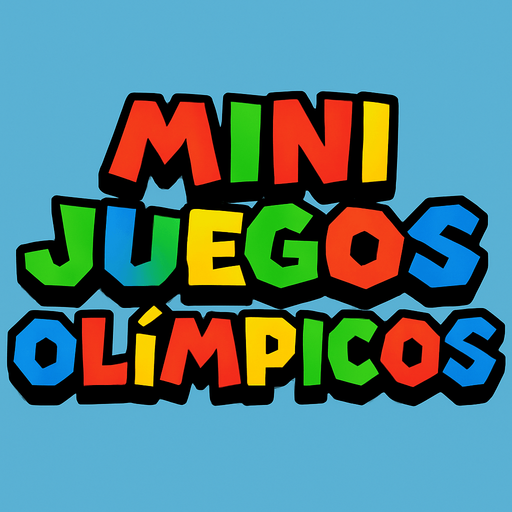 quiero que hagas un titulo en 2d que diga mini juegos olimpicos, la tipografia me gustaria tipo mario bros.
In-Game asset.  2d.  High contrast.  No shadows