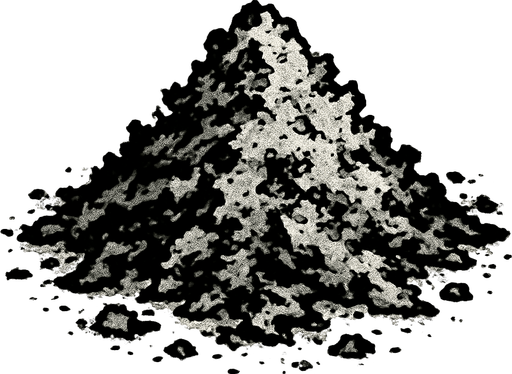 A pile of burn ash.
In-Game asset.  2d.  High contrast.  No shadows
