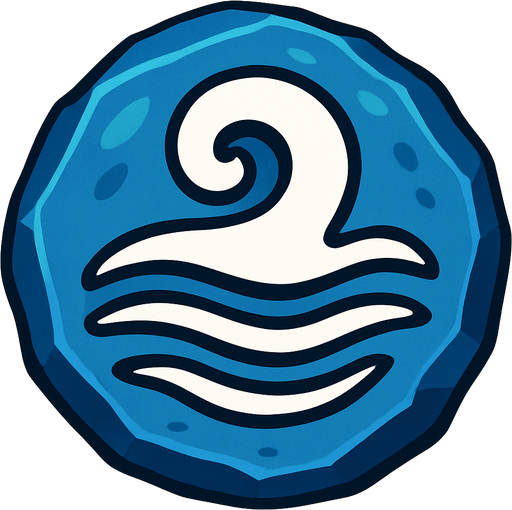 Pierre élément eau.
In-Game asset.  2d.  High contrast.  No shadows