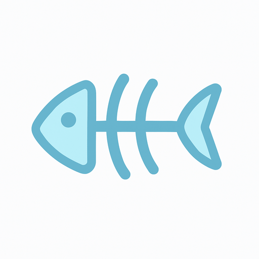 A simple ice blue fishbone icon, clean vector style, no background, minimal design, symmetrical and centered, soft lines, suitable for a 2D rhythm game UI element.
In-Game asset.  2d.  High contrast.  No shadows