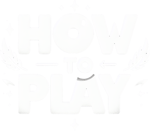 A white SVG with big bold letters, that says “How to play”. A couple black feathers flying off the edge of the word. Single Game Texture.  In-Game asset.  2d.  Blank background.  High contrast.  No shadows