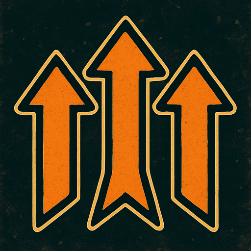 3 arrows is facing upwards.
In-Game asset.  2d.  High contrast