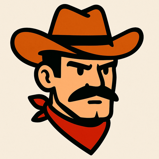 2d cowboy character head.
In-Game asset.  2d.  High contrast.  No shadows