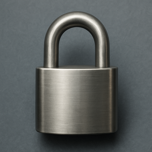 a closed metalic padlock. No visible key hole.