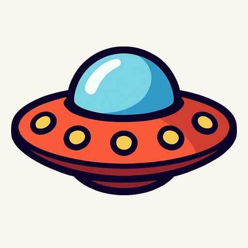 create an ufo without legs only frizby shape.
In-Game asset.  2d.  High contrast.  No shadows