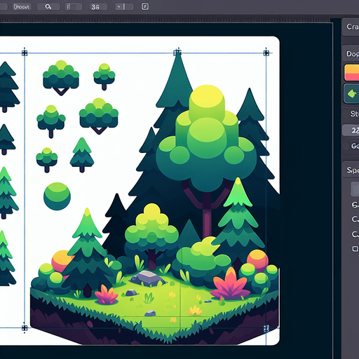 Orman vektör tarzda.
Single Game Texture.  In-Game asset.  2d.  Blank background.  High contrast.  No shadows