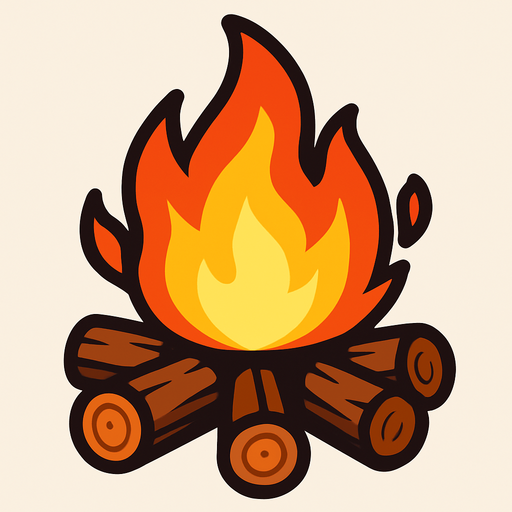 Kamp atesi.
In-Game asset.  2d.  High contrast.  No shadows