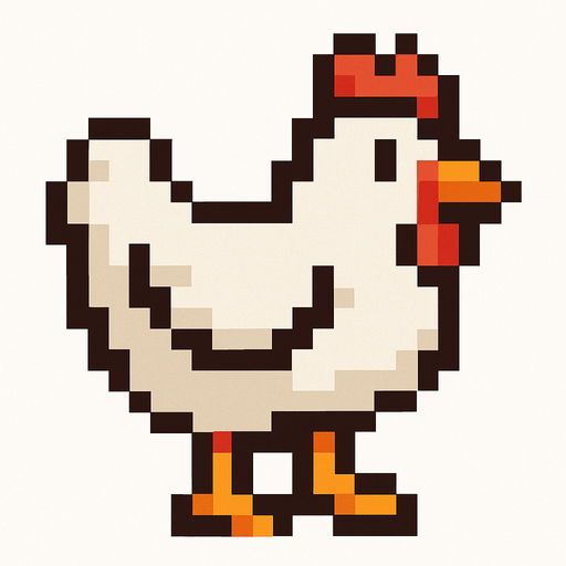 Tavuk pixel.
In-Game asset.  2d.  High contrast.  No shadows