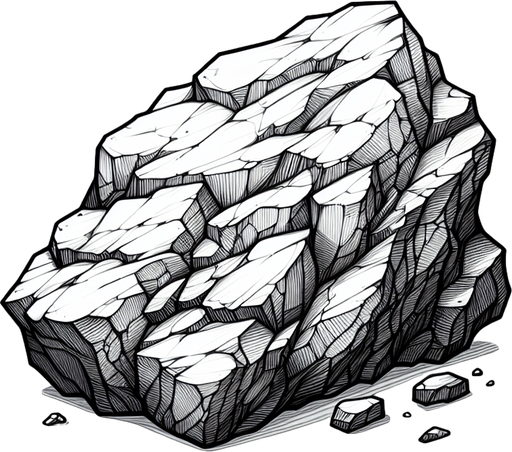 single rock.
Single Game Texture.  In-Game asset.  2d.  Blank background.  High contrast.  No shadows