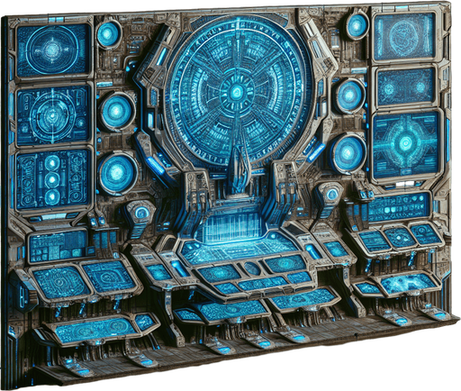 a high tech alien command base.
Single Game Texture.  In-Game asset.  2d.  Blank background.  High contrast.  No shadows