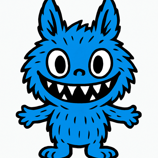 Blue Labubu.
In-Game asset.  2d.  High contrast.  No shadows