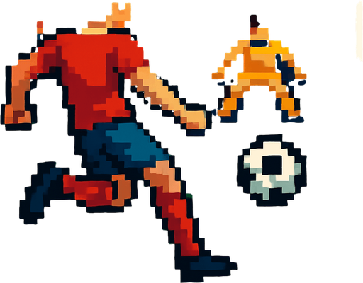 pixelart football shoot scene cinematic.
In-Game asset.  2d.  High contrast.  No shadows