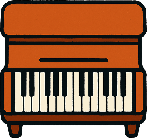 top view piano.
In-Game asset.  2d.  High contrast.  No shadows