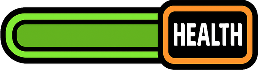 Health bar, grandyan, green,.
In-Game asset.  2d.  High contrast.  No shadows