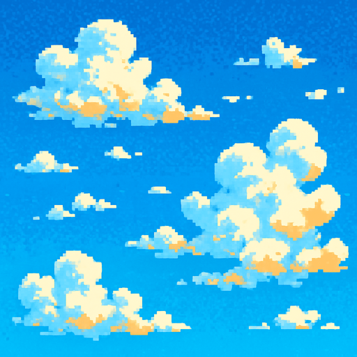 a beautiful sky. pixel
In-Game asset.  2d.  High contrast.  No shadows